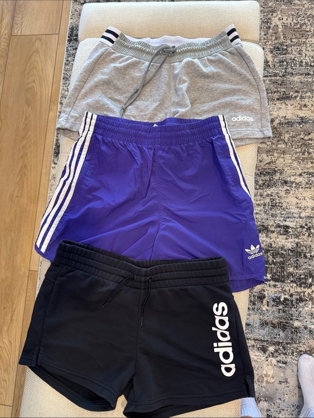 adidas women’s  Black, Purple & Gray Athletic Shorts Trio